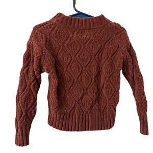 Girls 3T Rusted Brown Cable Knit Sweater - Brown